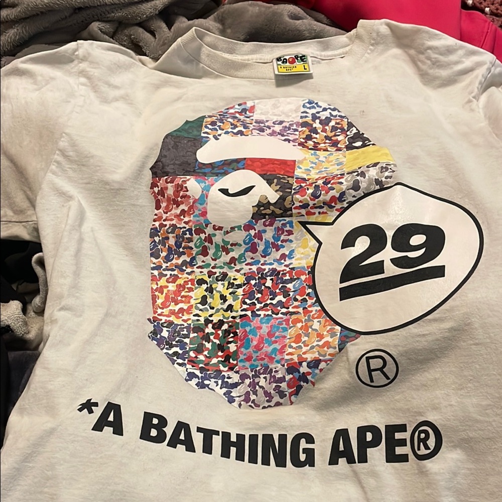 Bape Short Sleeve Tee with Colorful Ape Head